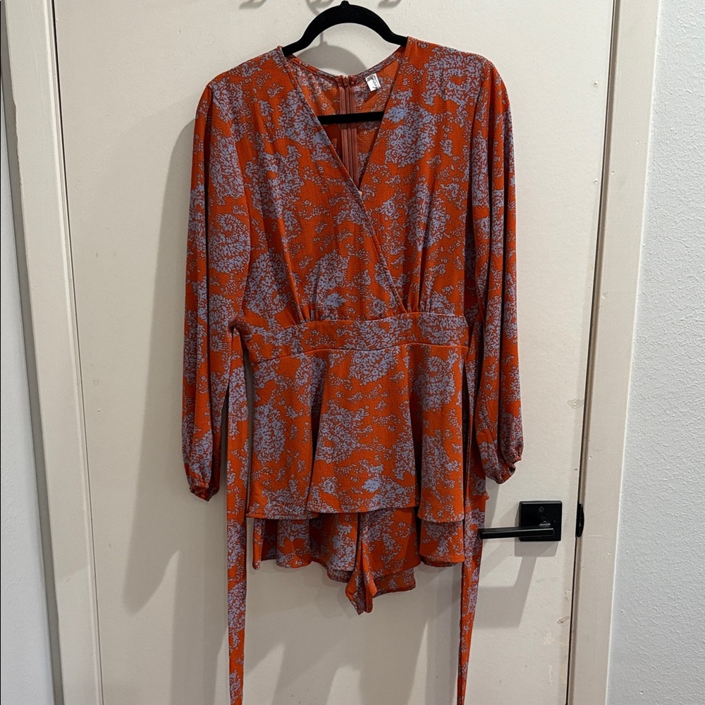 Fashion Forms Orange and White Floral Jumpsuit